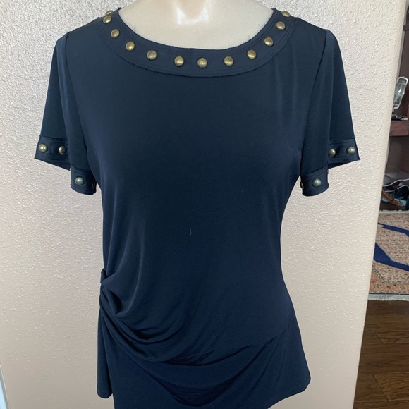 Michael Kors Navy Top Short Sleeved Size Small - Picture 1 of 5
